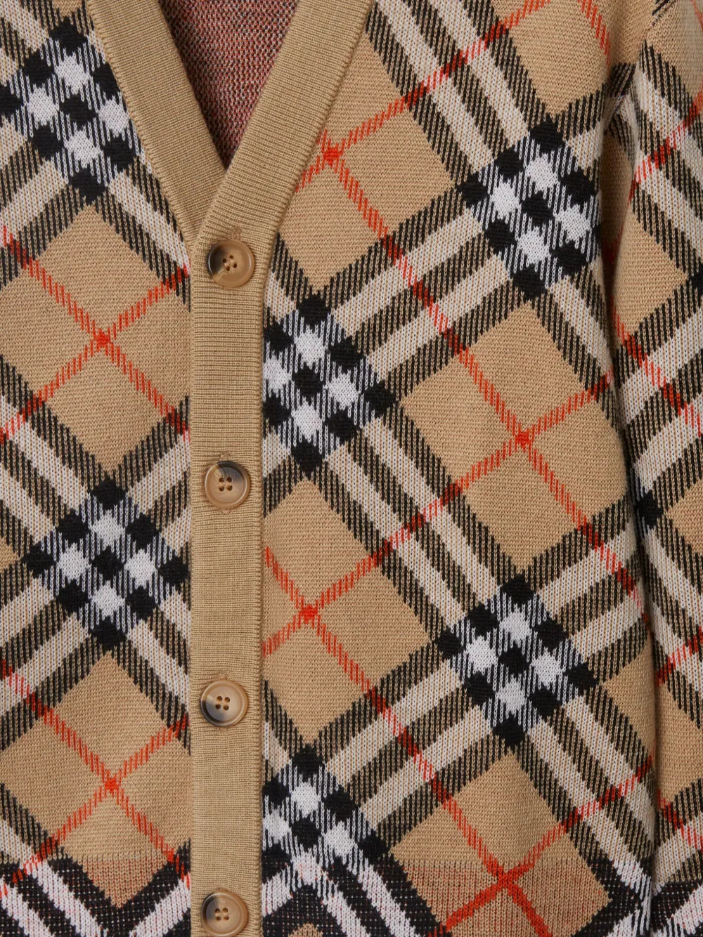 Шерстяной кардиган в клетку BURBERRY KIDS, нейтральный — фото 3