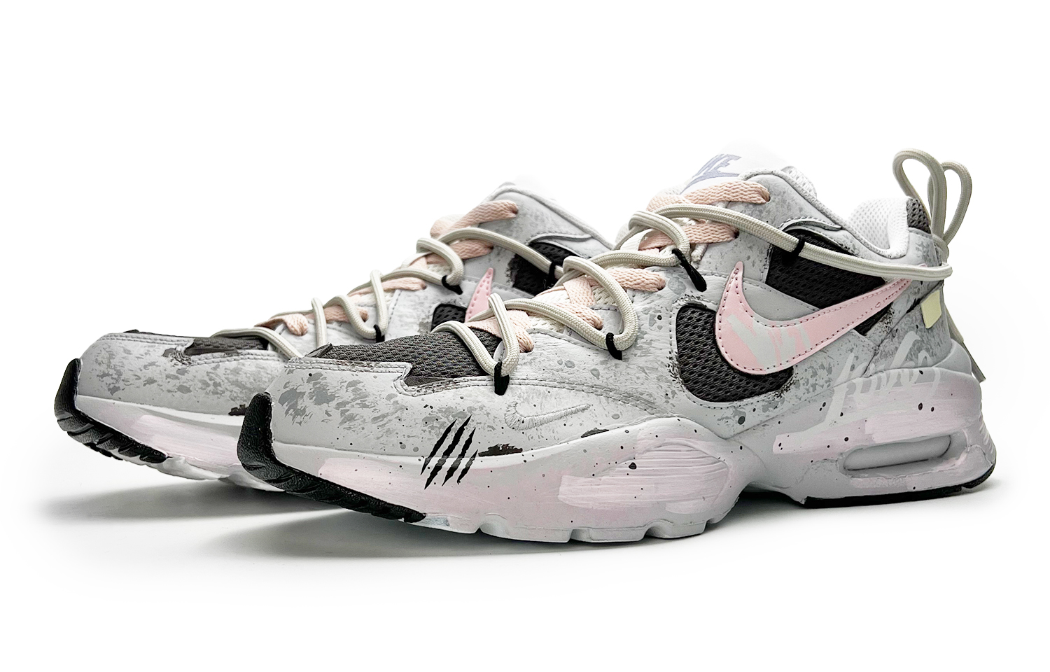 Nike Женские кроссовки Air Max Fusion противоскользящие износостойкие низкие повседневные беговые серо-розовые, цвет Gray — фото 3