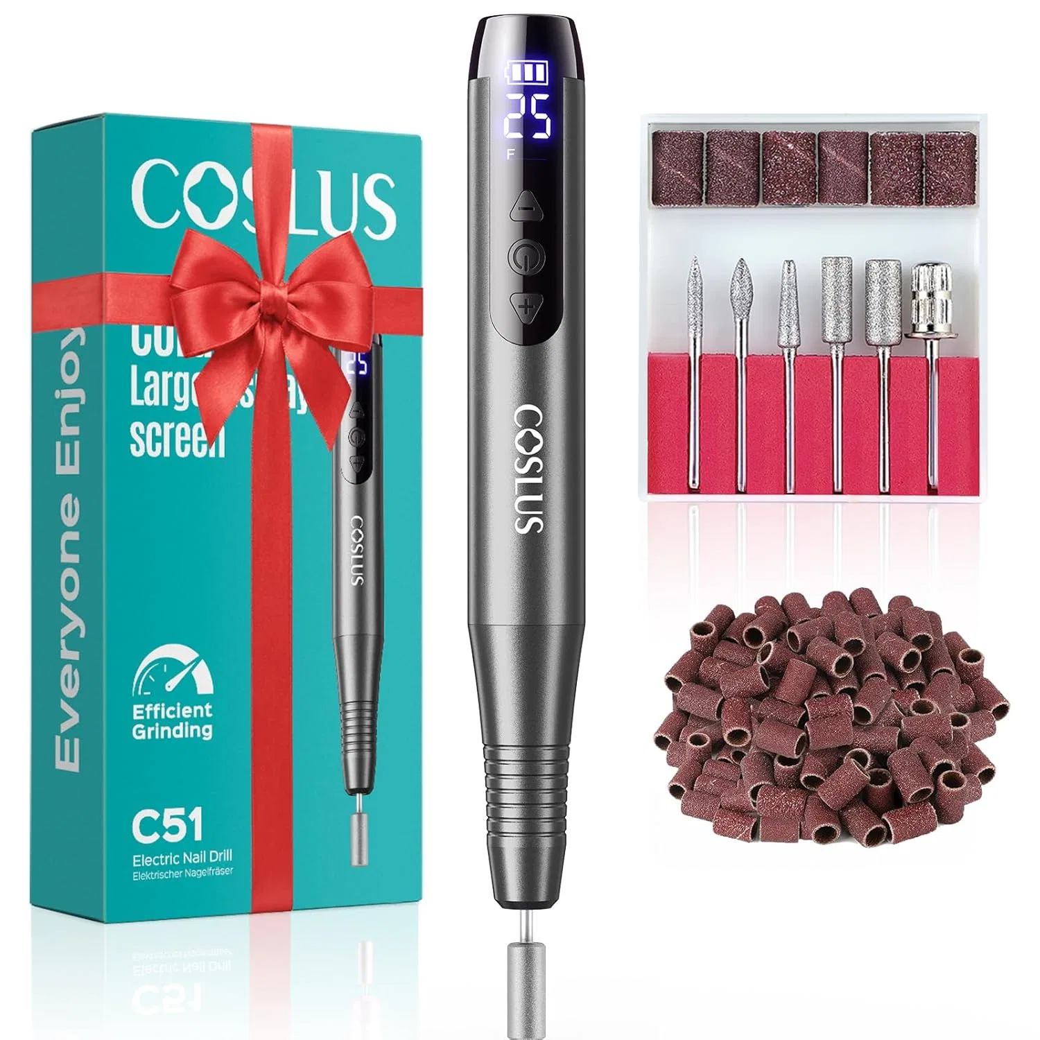 Беспроводной электрический фрезер для маникюра COSLUS C51 35000 об/мин Coslus, Grey