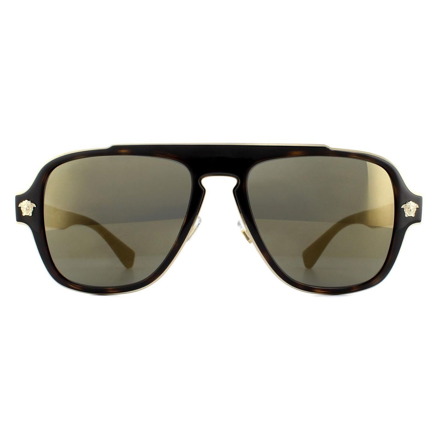 

Темно-серые зеркальные золотистые солнцезащитные очки Aviator Dark Havana Versace, коричневый