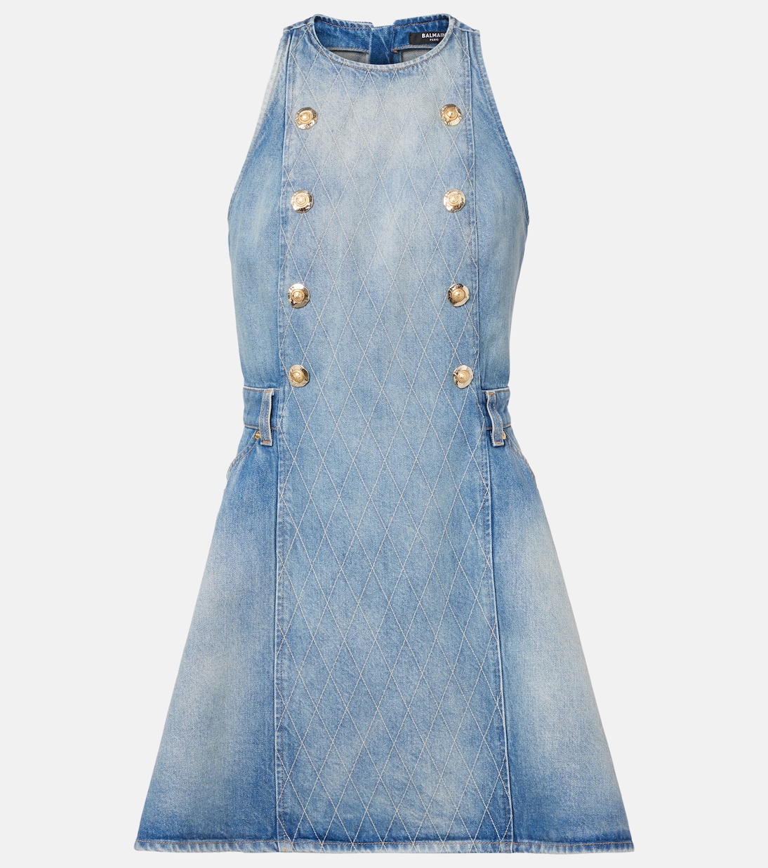 

Джинсовое мини-платье Balmain, Bleu Jean Clair