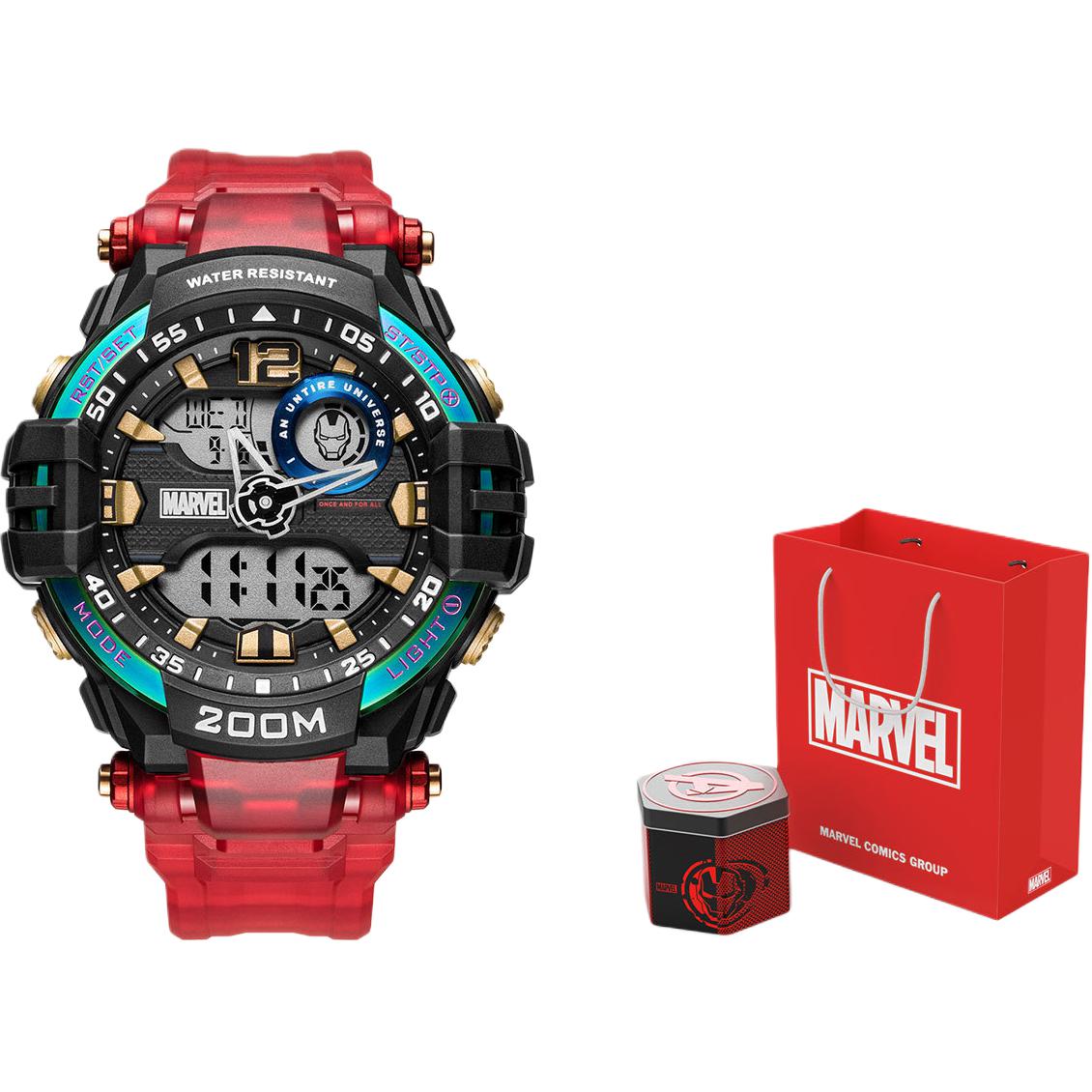 

MARVEL Часы Iron Man Energy Series High School Students Watch Electronic Movement PU Strap Watch Men's Watch Black Dial