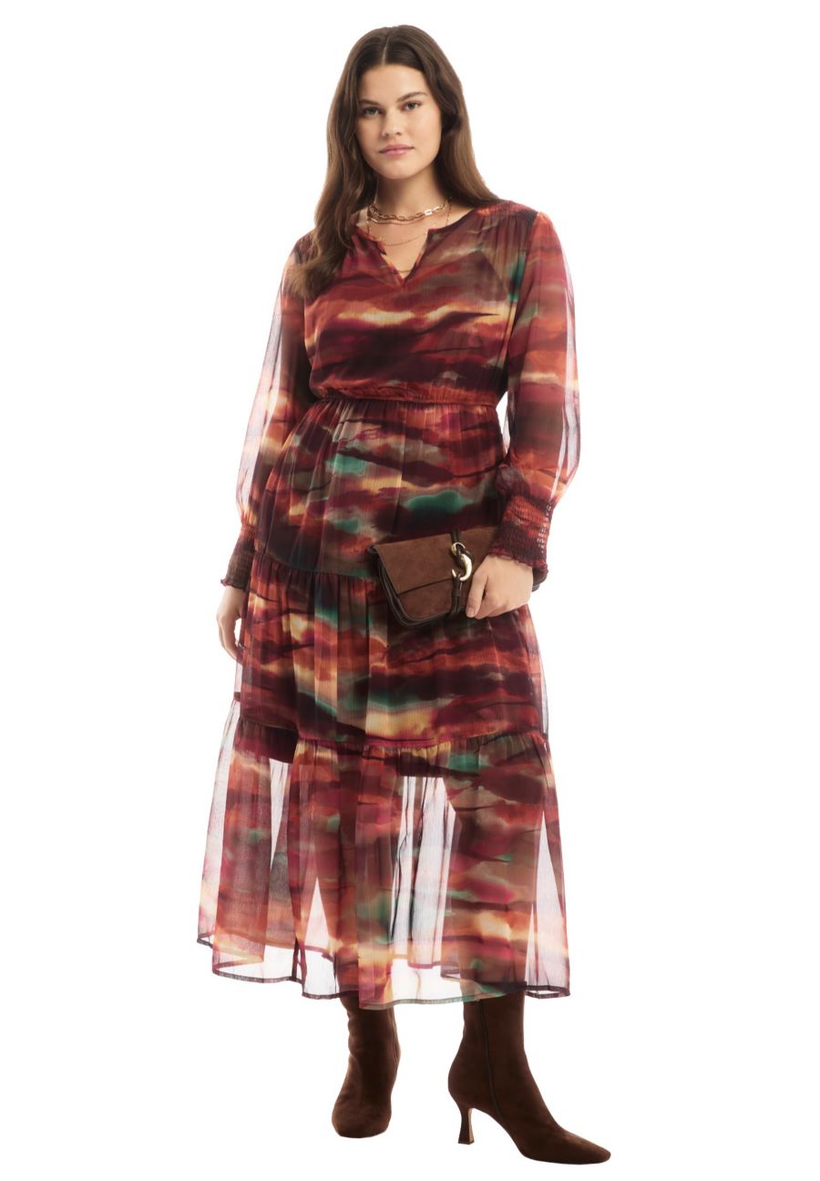 

Женское многоярусное макси-платье June + Vie June & Vie, Painter sunrise