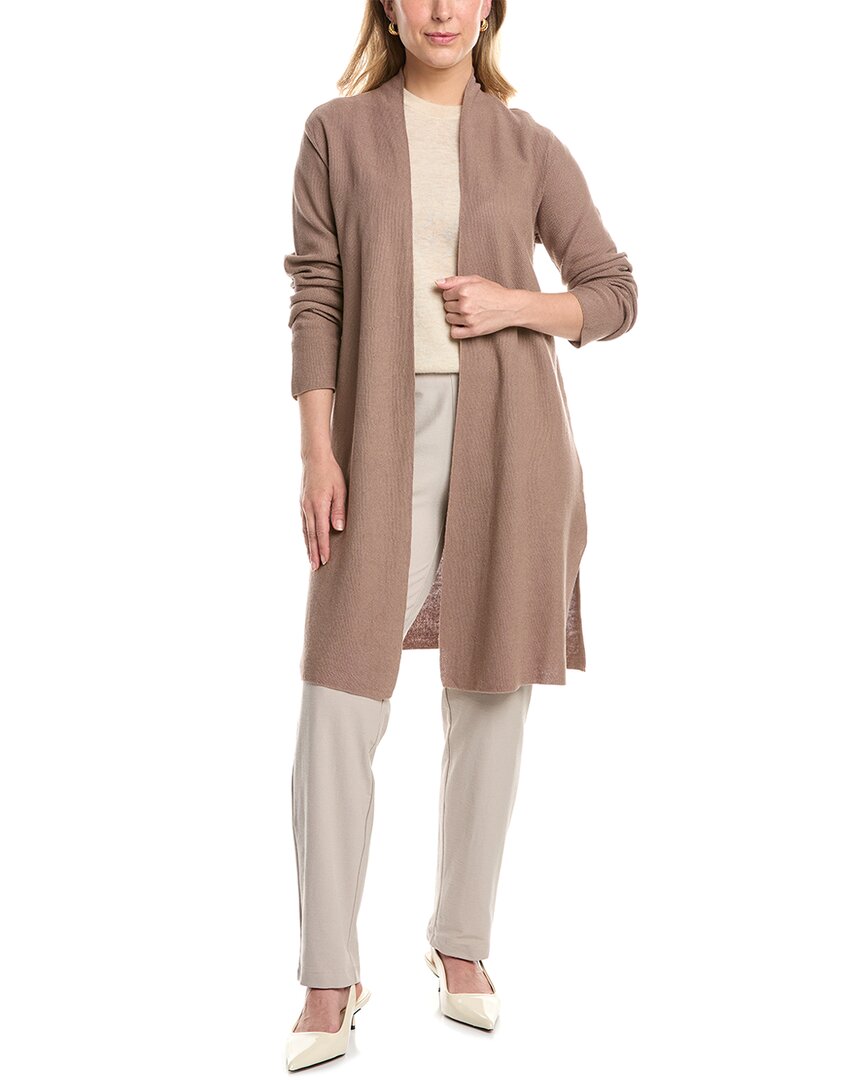 

Кардиган EILEEN FISHER удлиненный из льна с добавками, коричневый