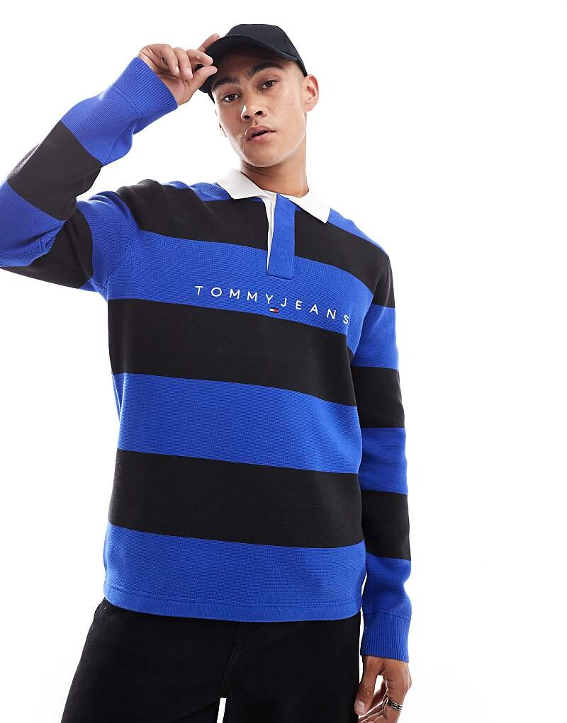 

Сине-черный полосатый джемпер для регби Tommy Jeans