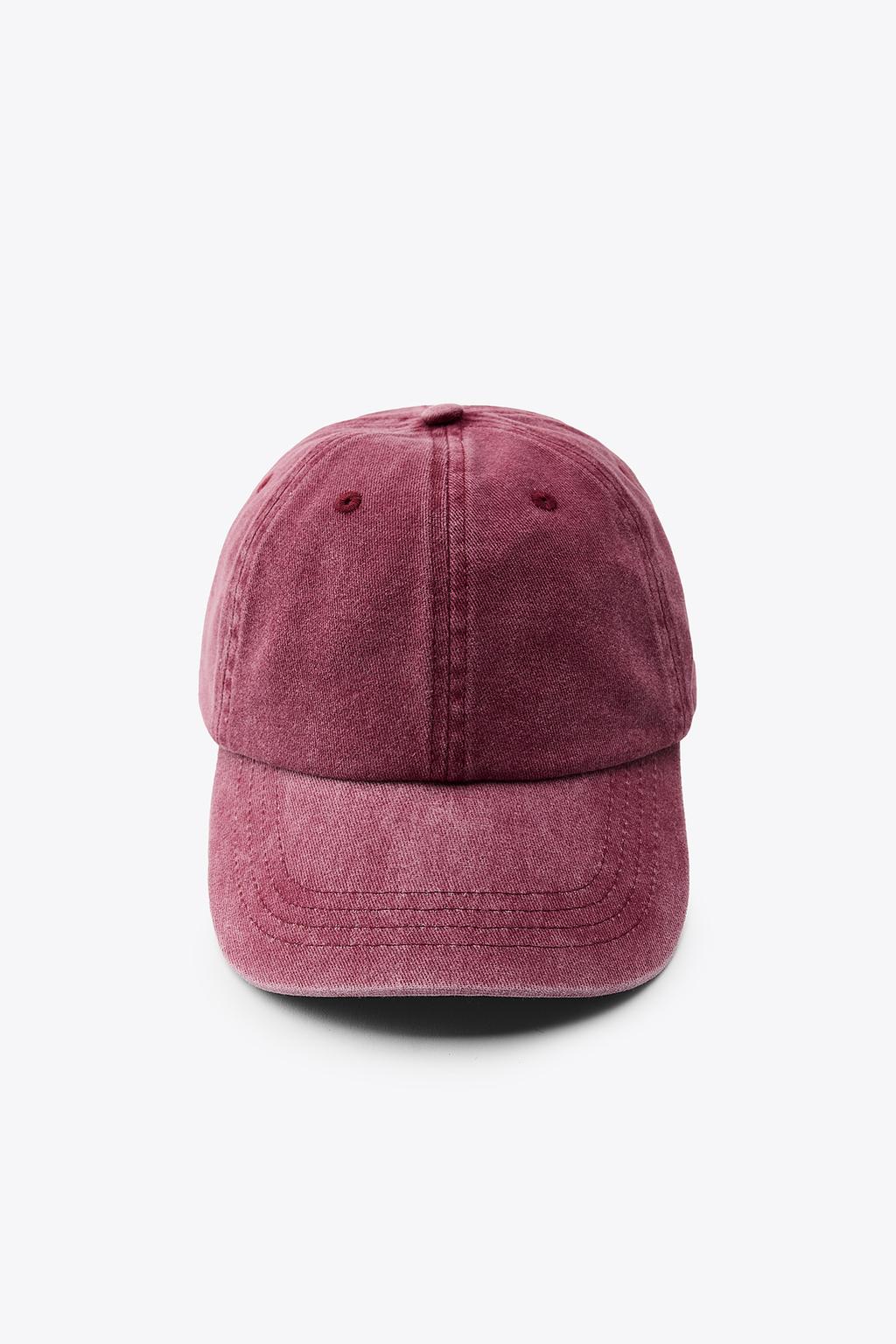 

Выцветшая саржевая шапочка ZARA, цвет Dark pink