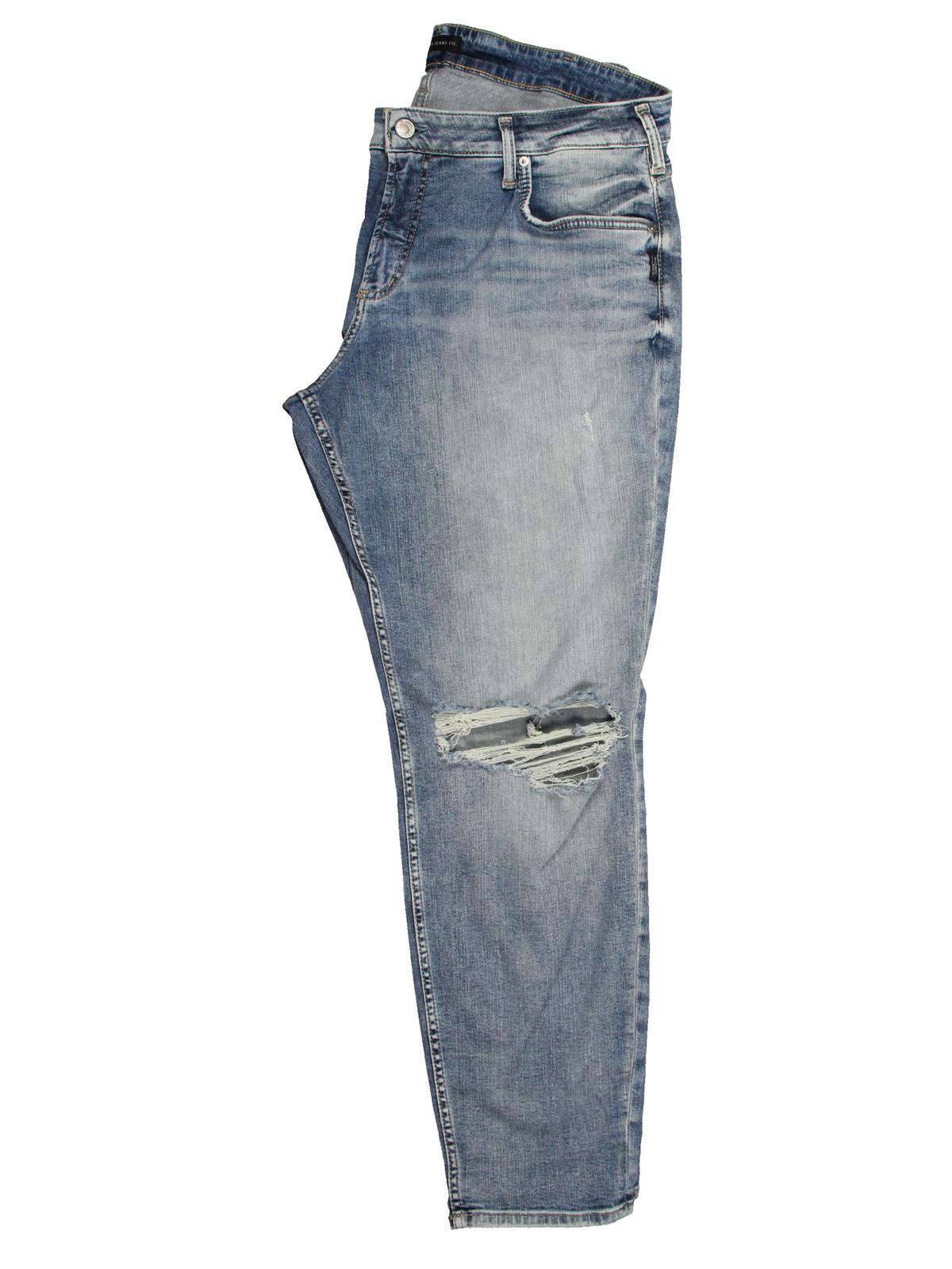 

Плюс Женские джинсы с высокой посадкой и потертостями, прямые Silver Jeans Co., индиго