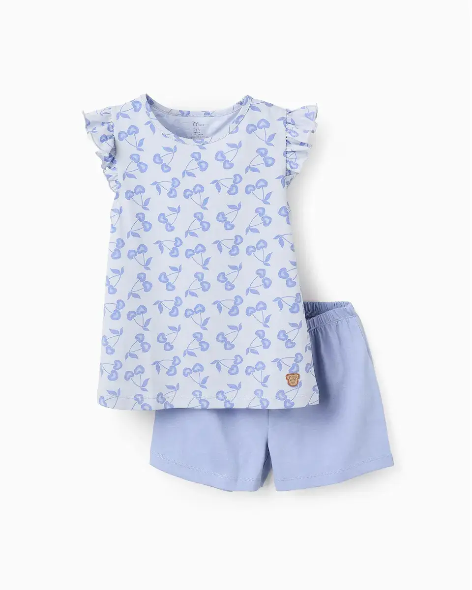 

Короткая пижама для девочки с футболкой с принтом Zippy, светло-голубой