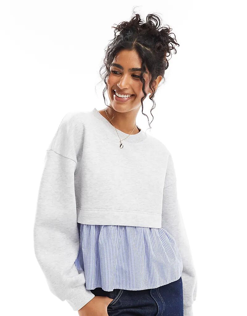 

Полосатый подол пеплум свитер в ледяном мелане ASOS DESIGN