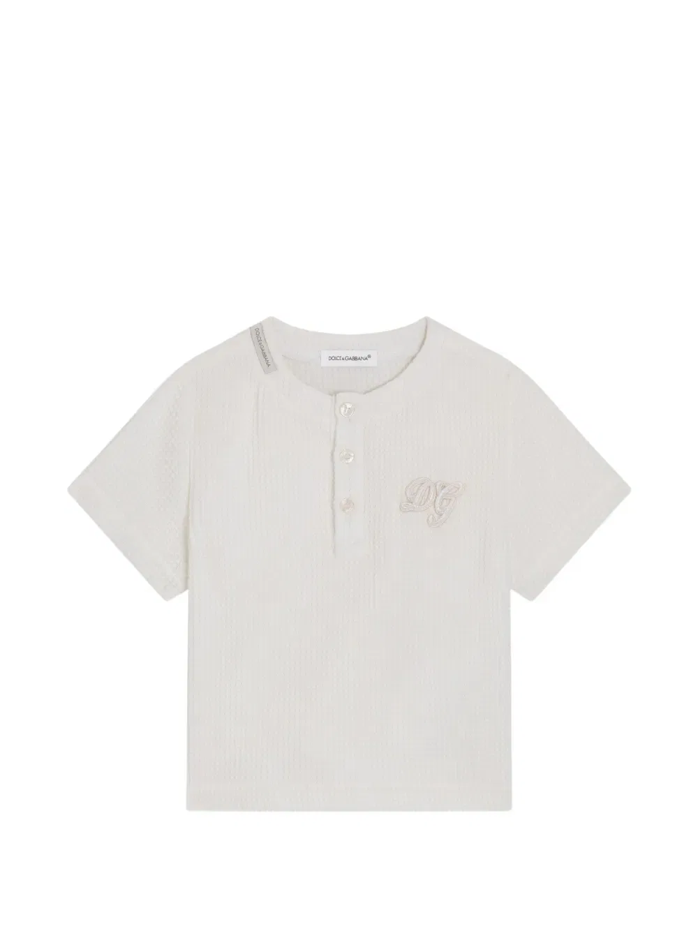 Футболка Serafino из вафельного хлопка Dolce & Gabbana Kids, белый
