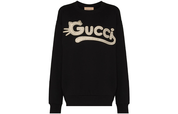 

Хлопковая толстовка с логотипом, б/у, 2010-х годов GUCCI, черный