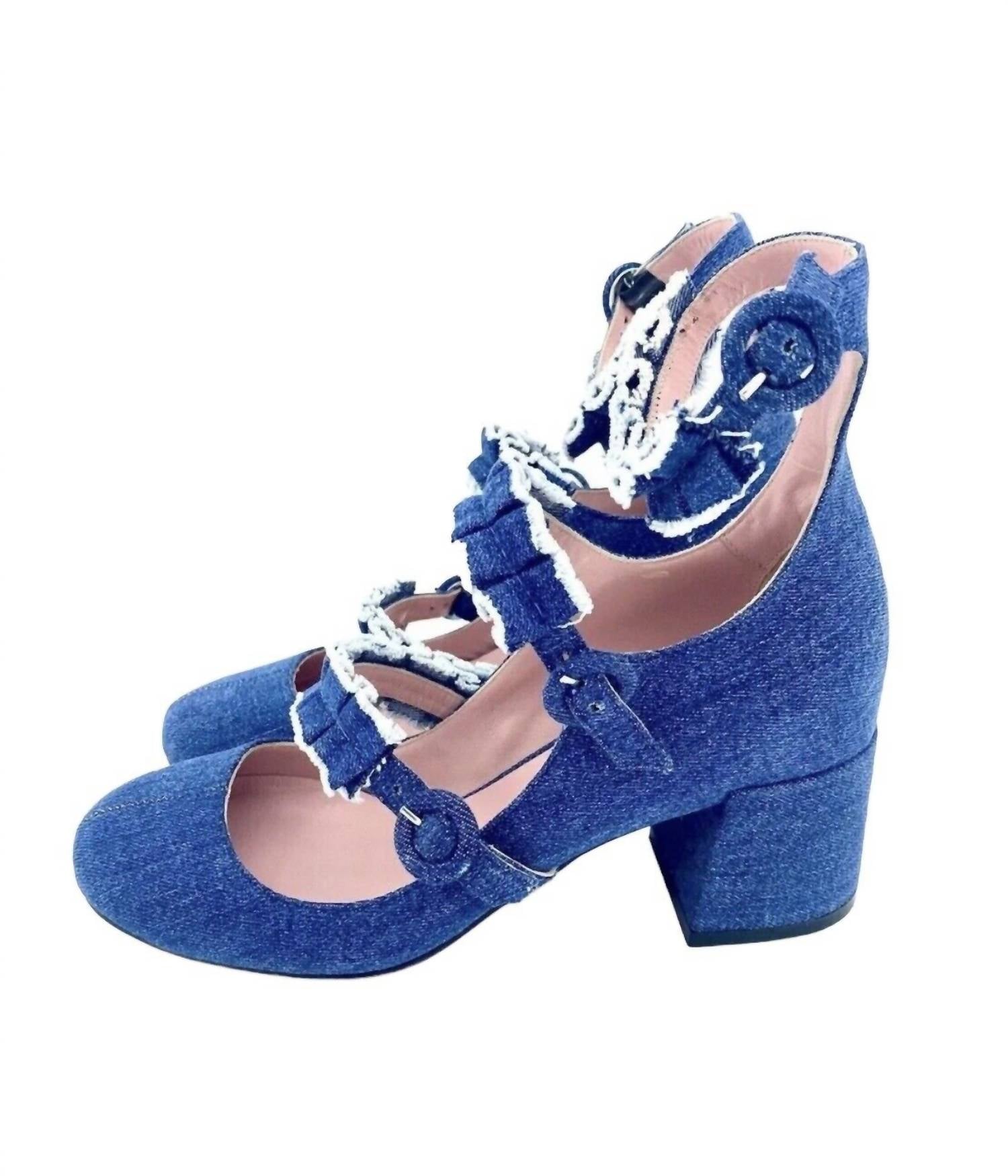 Женские туфли Mary Jane Triple Buckle на каблуках синего цвета Tipe e Tacchi