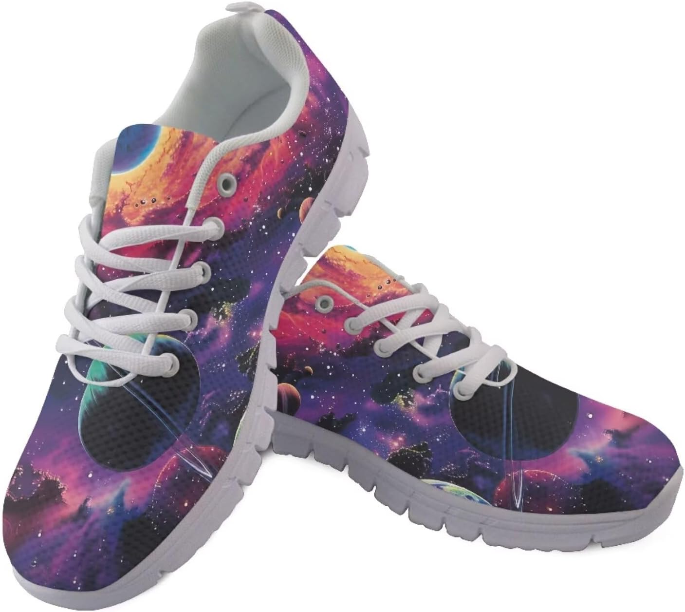 

Кроссовки Jeiento Galaxy для женщин и мужчин, сетчатые, дышащие, для бега по дороге, с нескользящей подошвой, на шнуровке, спортивная обувь, взрослые тренеры, Galaxy Universe Space