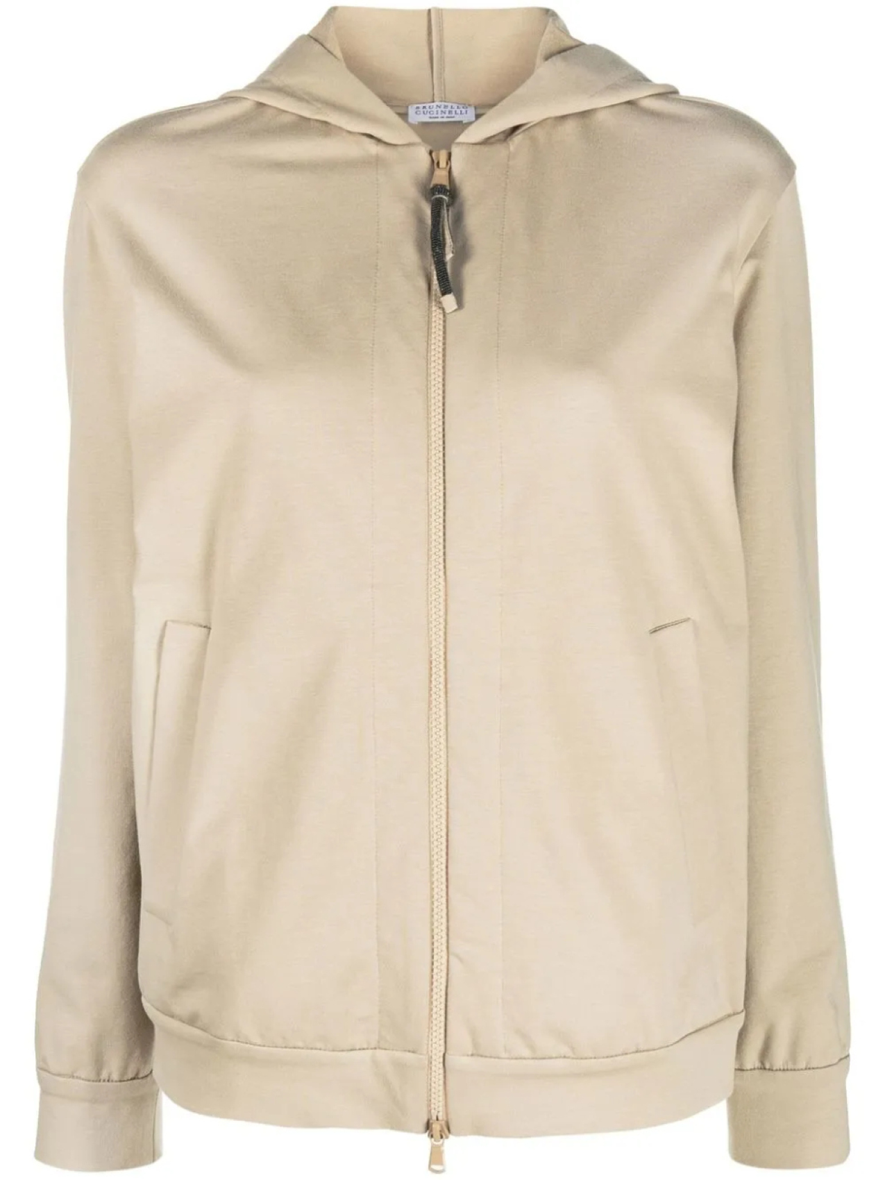 

Brunello Cucinelli худи на молнии с декором Monili, нейтральный