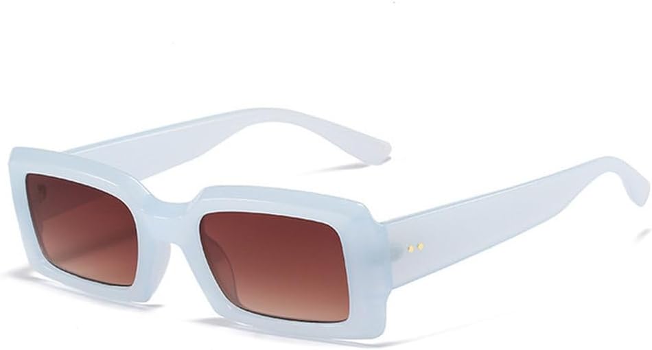 

Модные очки 2027 года для женщин и мужчин: стильные очки-«желе» фиолетового цвета, мужские солнцезащитные очки, маленькие прямоугольные солнцезащитные очки UV400 MTZJH, Light Blue Brown