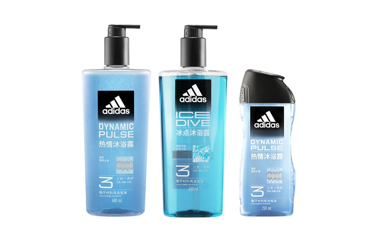 

Мужской 3 в 1 гель для душа очищение, увлажнение, смягчение успокаивающий после тренировки 600мл + Enthusiasm 600мл Adidas