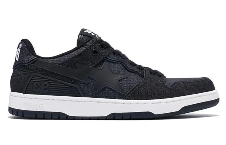 Кроссовки A BATHING APE SK8 Skateboarding Shoes Women's Low-top Black, черный — фото 2