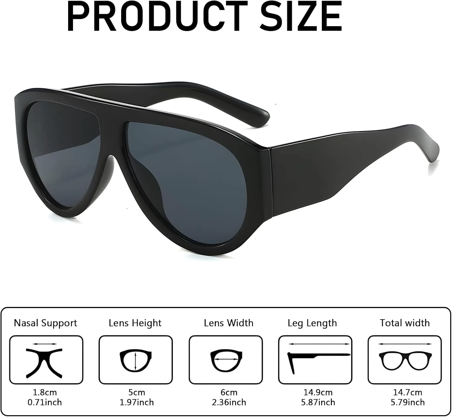 

Комплект больших солнцезащитных очков-авиаторов для женщин и мужчин. Модные квадратные очки с толстой оправой и защитой от УФ-излучения UV400 QYVEWY, Black/Leopard