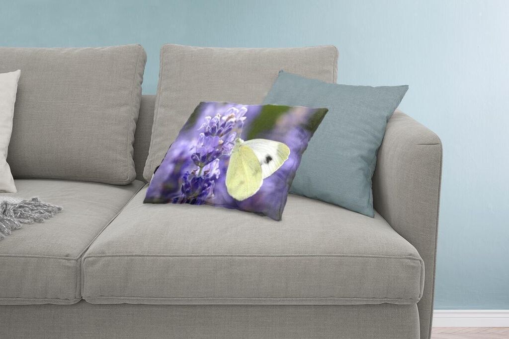 

Декоративная подушка MuchoWow Диванная подушка Декоративная подушка для гостиной 60 x 40 см Белая бабочка пьет лавандовый нектар - Чехлы на подушки - Декоративные чехлы на подушки - Декоративные наволочки
