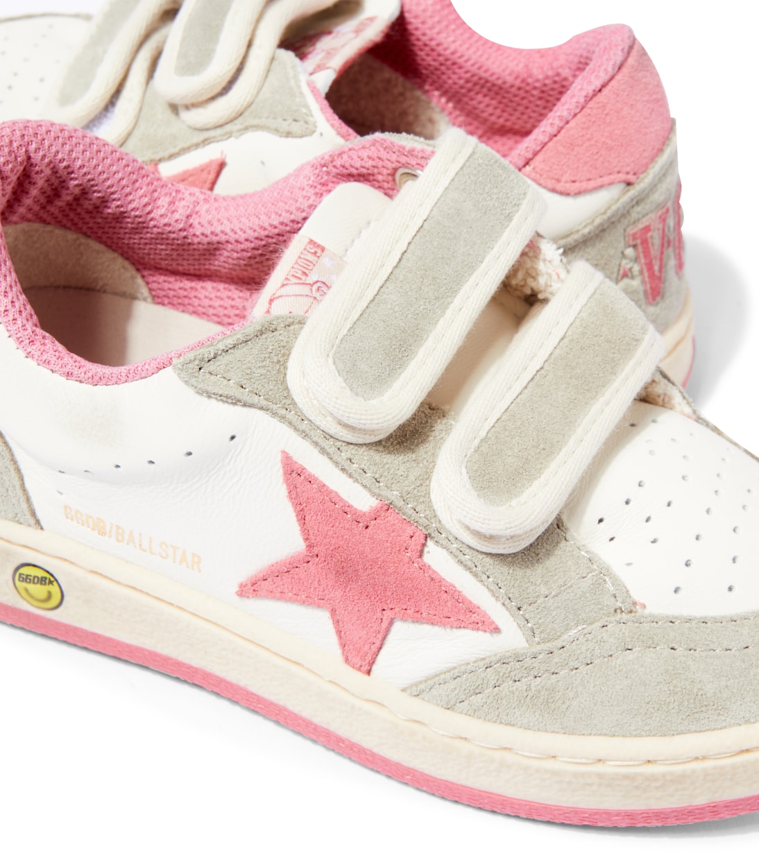 Кожаные кроссовки Ball Star Golden Goose Kids, White/ Red/ Taupe — фото 4