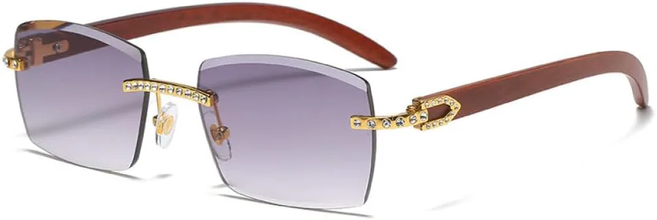 

Солнцезащитные очки MUTYNE со стразами, винтажные, женские, без оправы, квадратные, модные, мужские, стильные, для покупок, с защитой от УФ-излучения UV400, Gold Grey