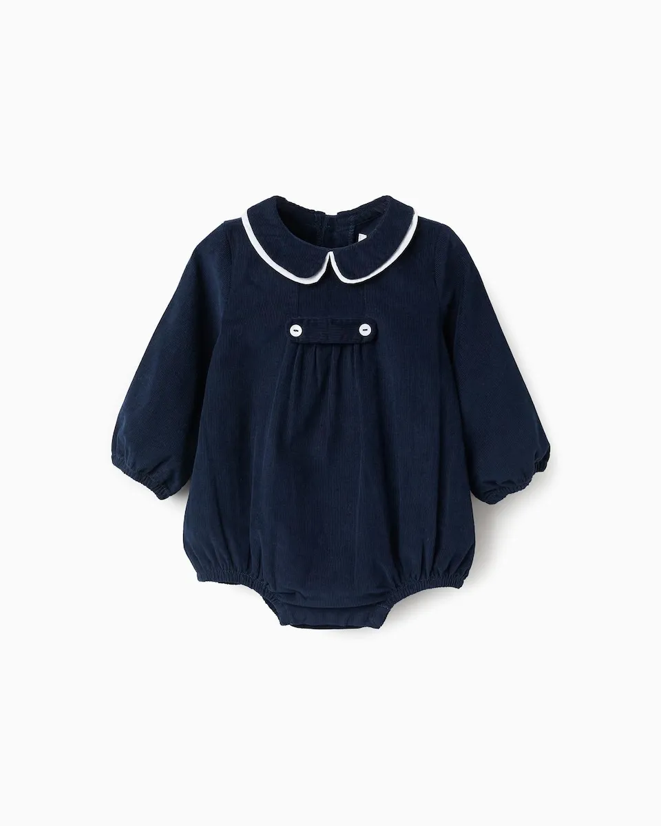 

Комбинезон для девочки из вельвета, 100% хлопок Zippy, темно-синий