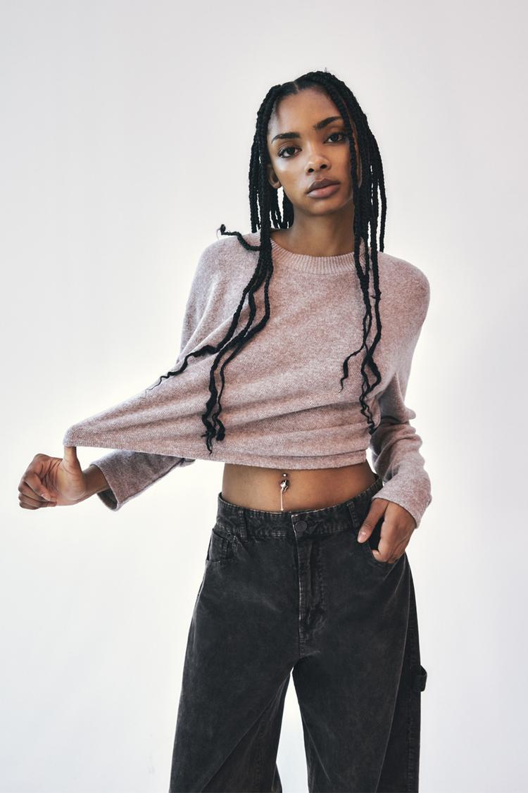 

Мягкий на ощупь укороченный джемпер Pull And Bear, серый