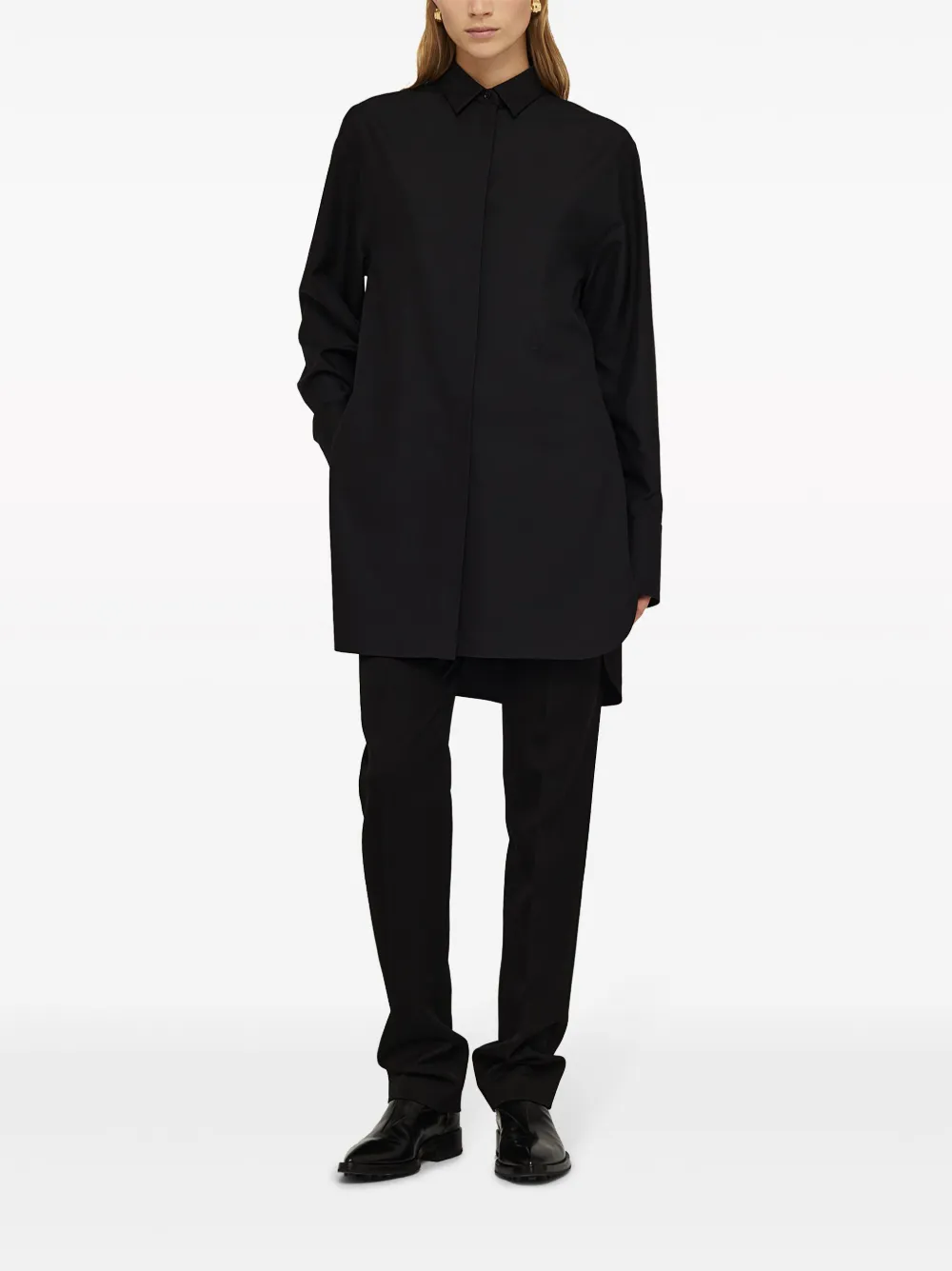 Шелковая рубашка с длинными рукавами JIL SANDER, черный — фото 2