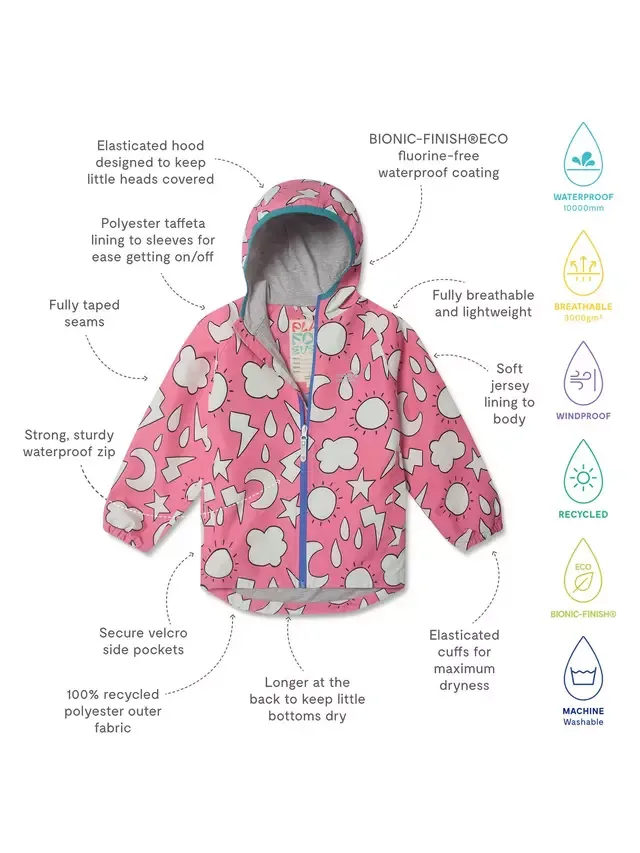 Детская водонепроницаемая куртка EcoLight Weather Moif, розовая Muddy Puddles — фото 3