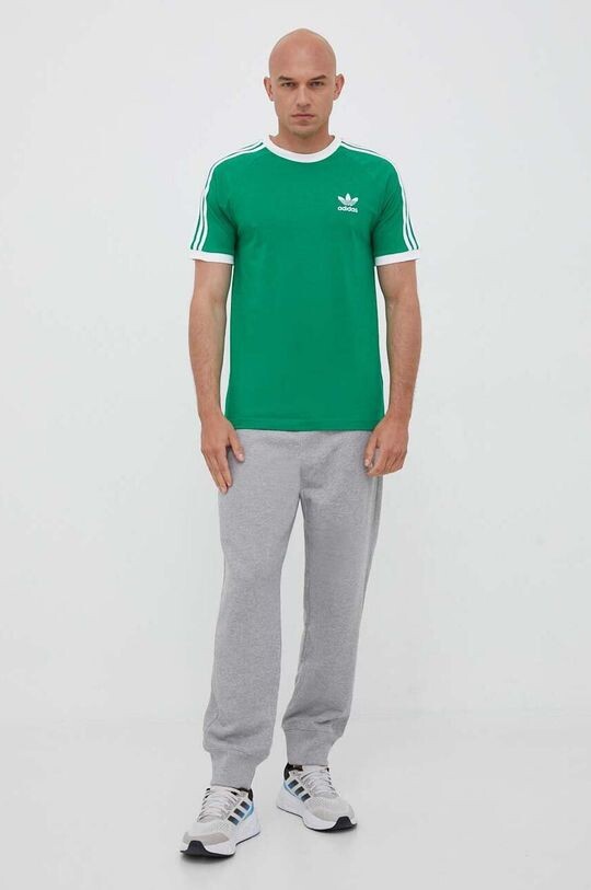 Хлопковая футболка Adicolor Classics с 3 полосками adidas Originals, зеленый — фото 2