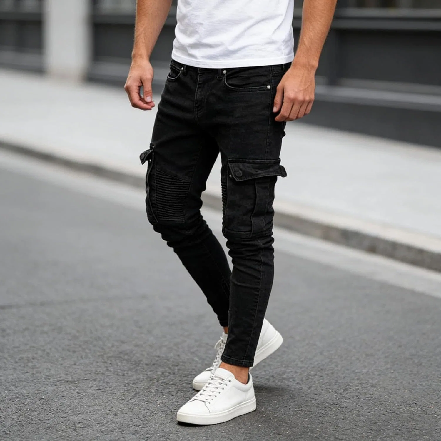 Джинсы карго Slim Fit, черный — фото 3