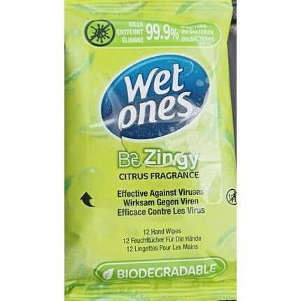 Биоразлагаемые салфетки для рук Be Zingy, 12 шт., Wet Ones