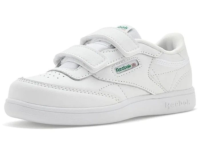 Кроссовки на липучке Club C 2V Reebok Kids, White/Glen Green/Vector Blue