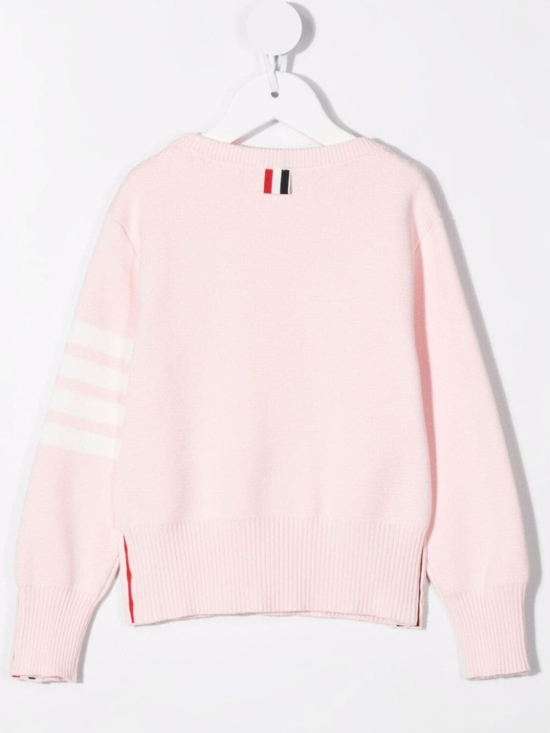 Свитер с круглым вырезом и полосками Thom Browne Kids, розовый — фото 2