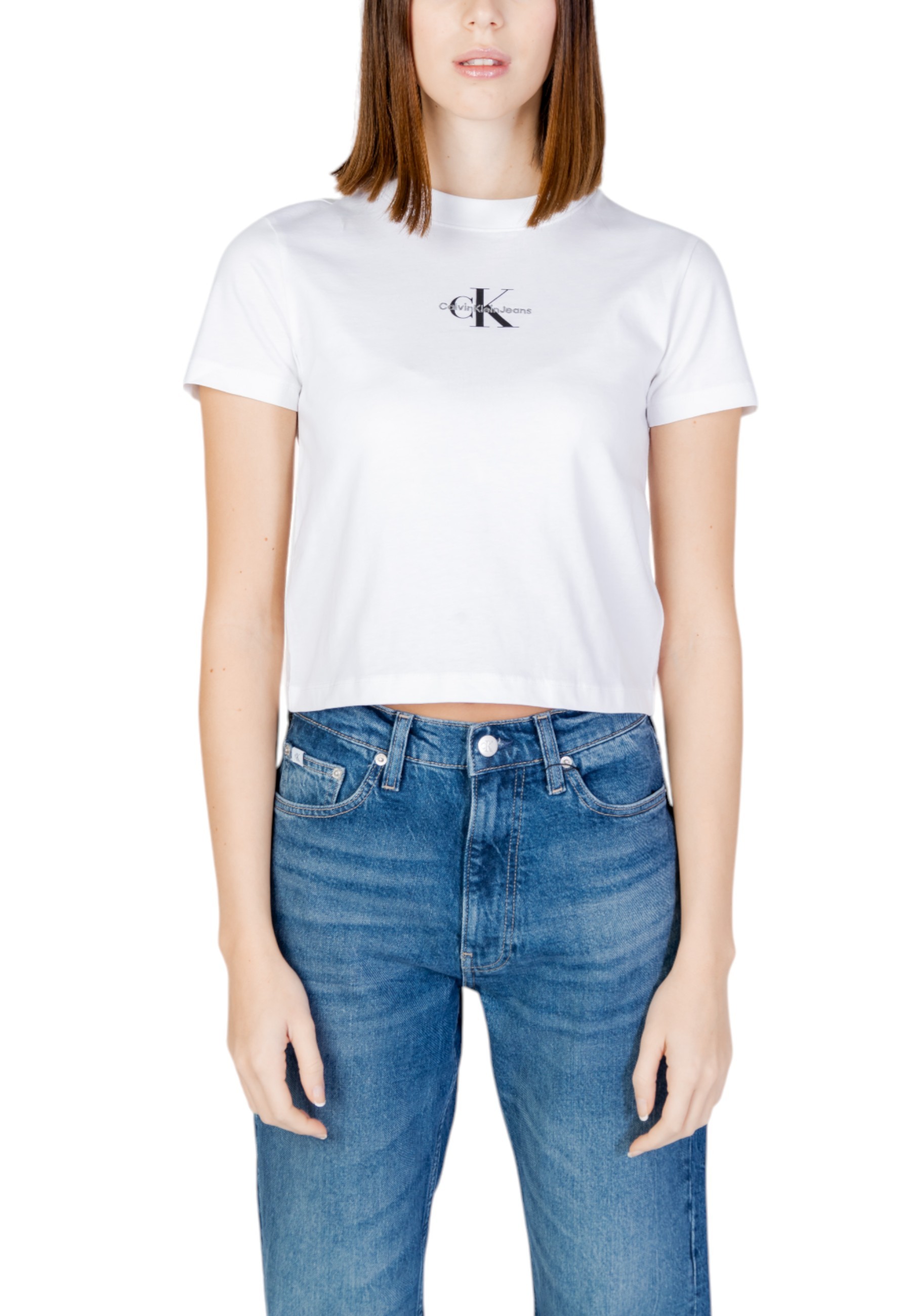 

Футболка женская Calvin Klein Jeans короткая, белый