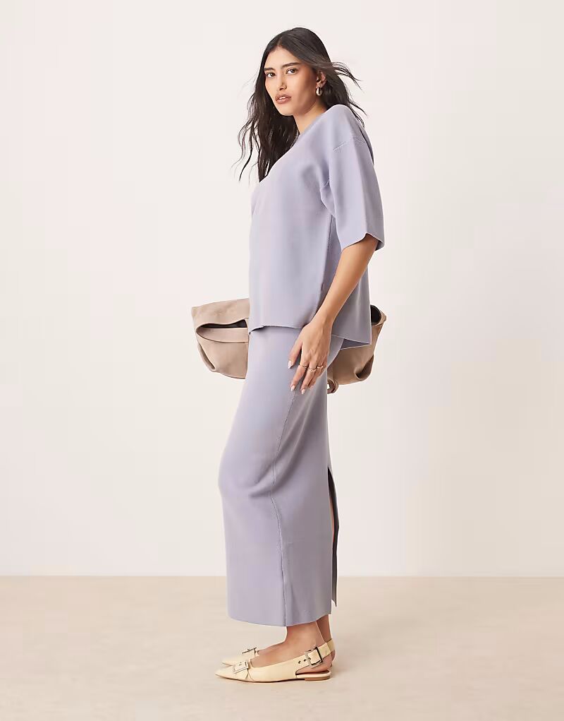 

Трикотажная структурированная юбка мидакси нежно-голубого цвета Asos Design