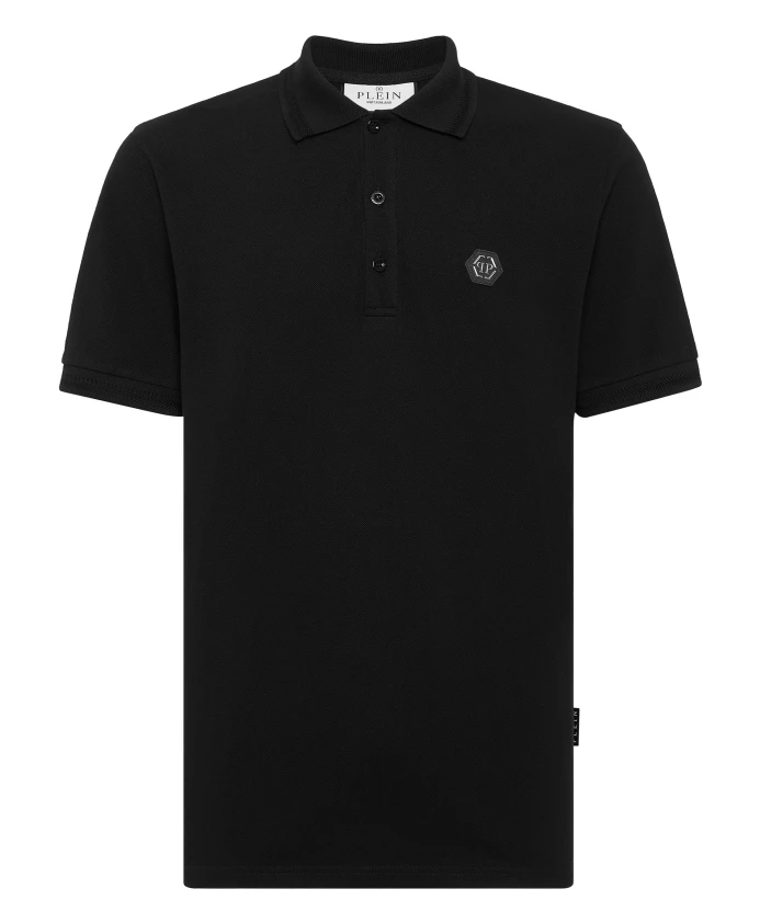 

Футболка-Поло с коротким рукавом и черепом, украшенная стразами. Philipp Plein, черный