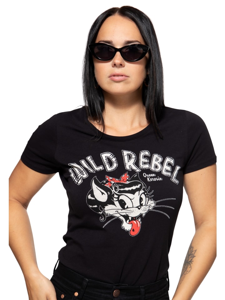 

Футболка с принтом Керосиновая королева Wild Rebel черного цвета Queen Kerosin, Черный, Футболка с принтом Керосиновая королева Wild Rebel черного цвета Queen Kerosin