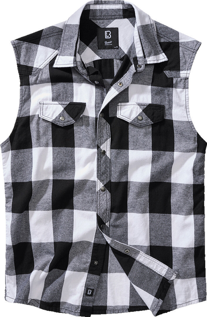

Рубашка Brandit Checkshirt sleeveless Shirt, белый/черный