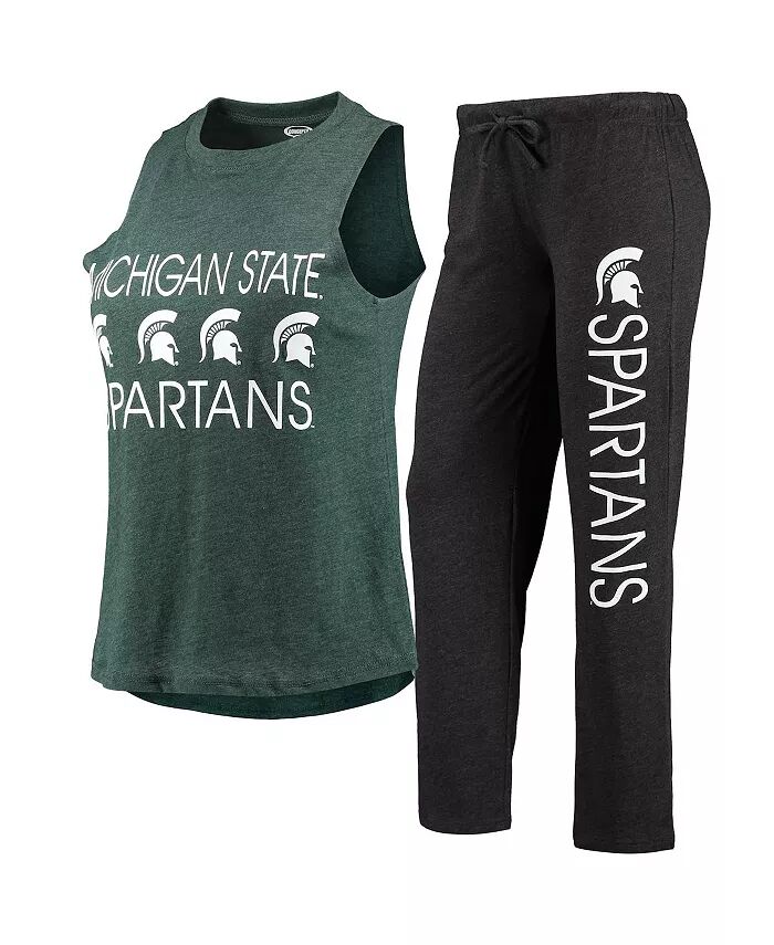 

Женский черный, зеленый комплект для сна Michigan State Spartans, майка и штаны Concepts Sport