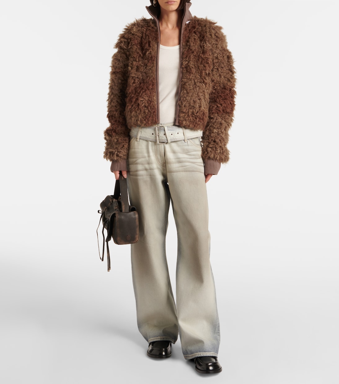 Джинсовые брюки с покрытием и низкой талией, широкие Acne Studios, Pearl Ivory — фото 2