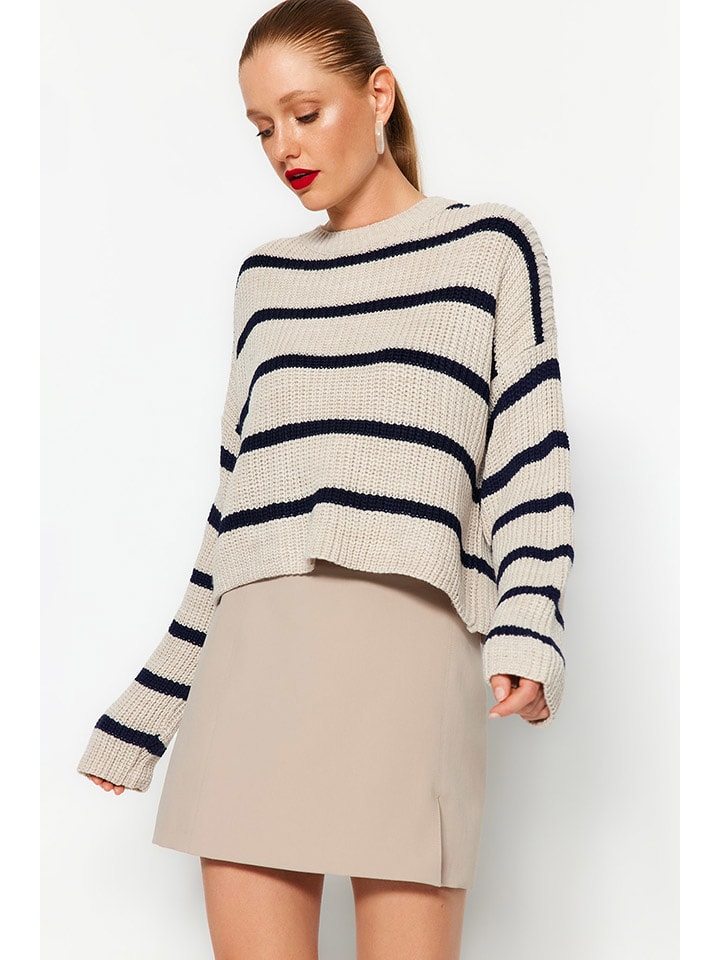 

Пуловер trendyol Pullover, цвет Beige/Dunkelblau