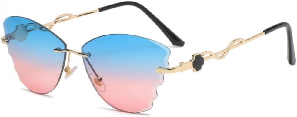 

MUTYNE Модные безободковые солнцезащитные очки «кошачий глаз» для женщин, с градиентным переходом цвета и индивидуальным дизайном, роскошные очки с защитой от УФ-излучения UV400, 6