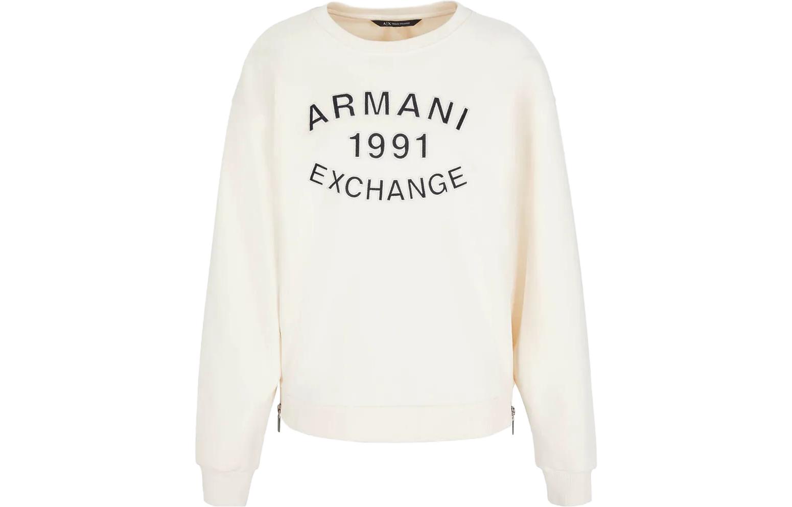 

Толстовка AE для женщин темно-синяя ARMANI EXCHANGE, белый