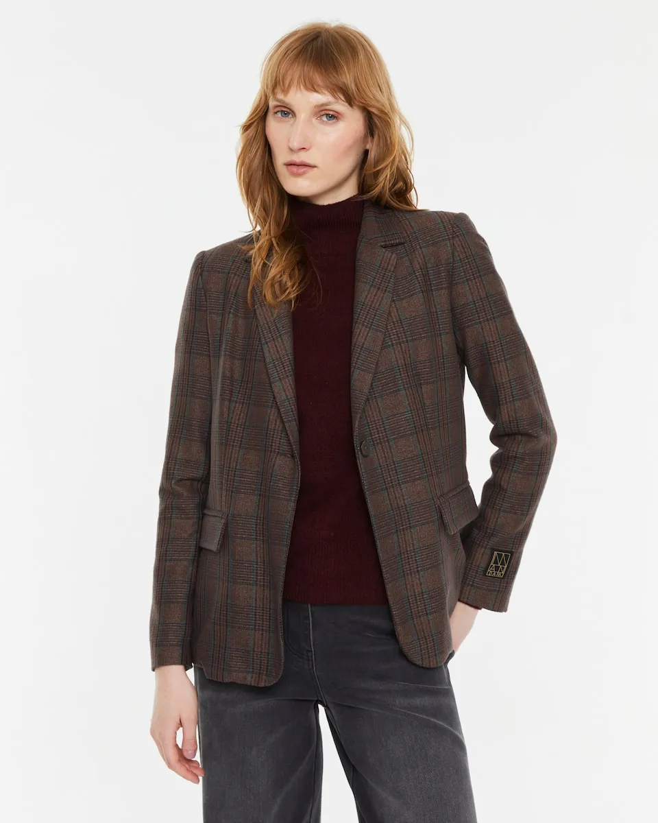

Женский пиджак в клетку Andam, коричневый