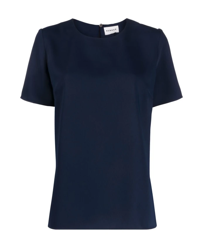 

Блузка темно-синего цвета с короткими рукавами P.A.R.O.S.H., синий