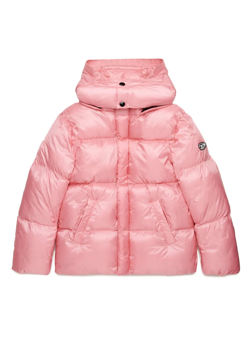 

Пуховик с капюшоном и логотипом Diesel Kids, розовый