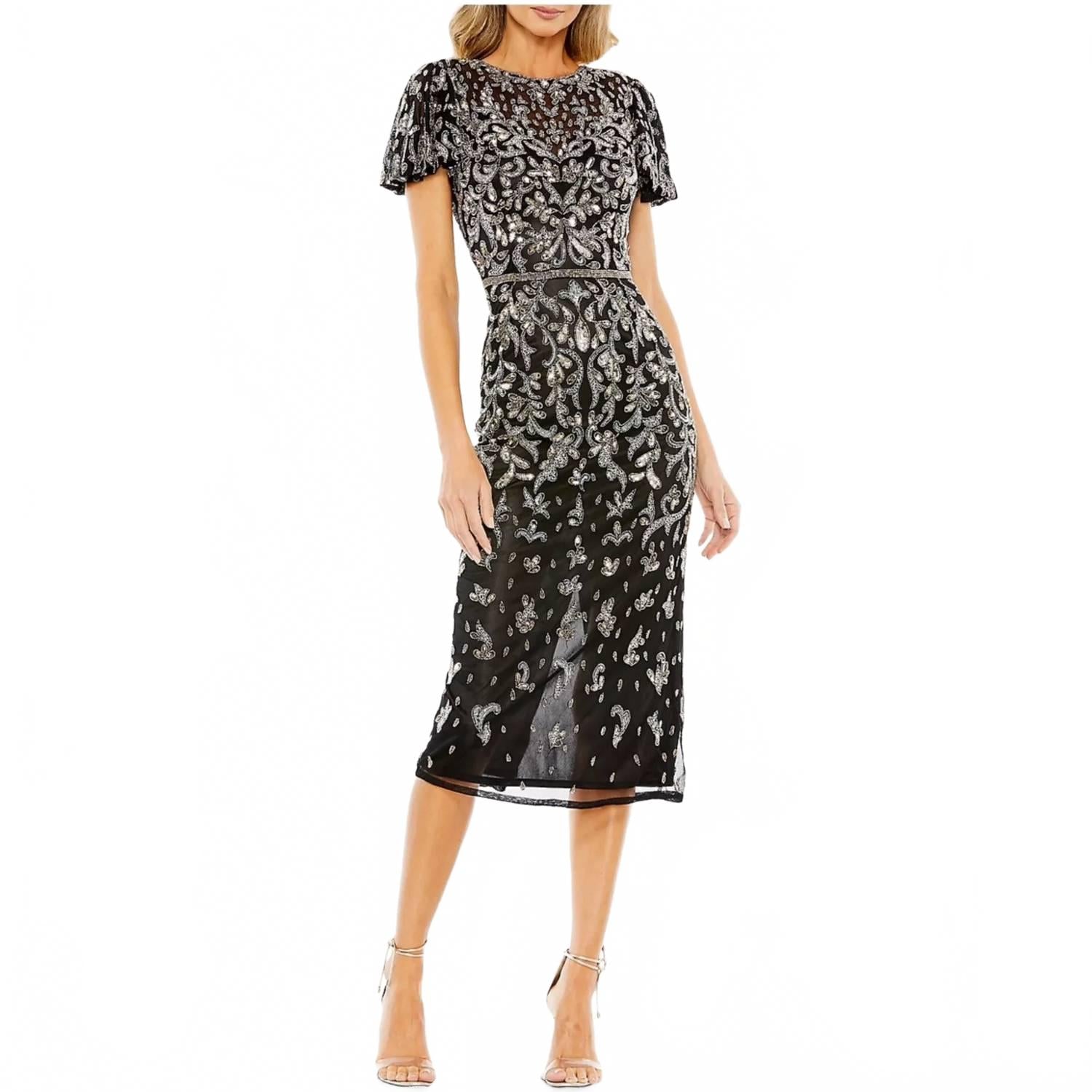 

Черное платье с жемчужным воротником Mac Duggal