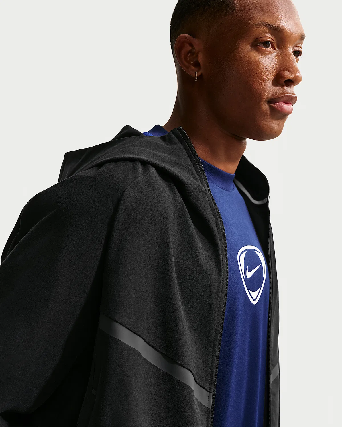 Мужская куртка-ветровка Shori Knit Full-Zip Windrunner Nike Tech, Black/Black — фото 3