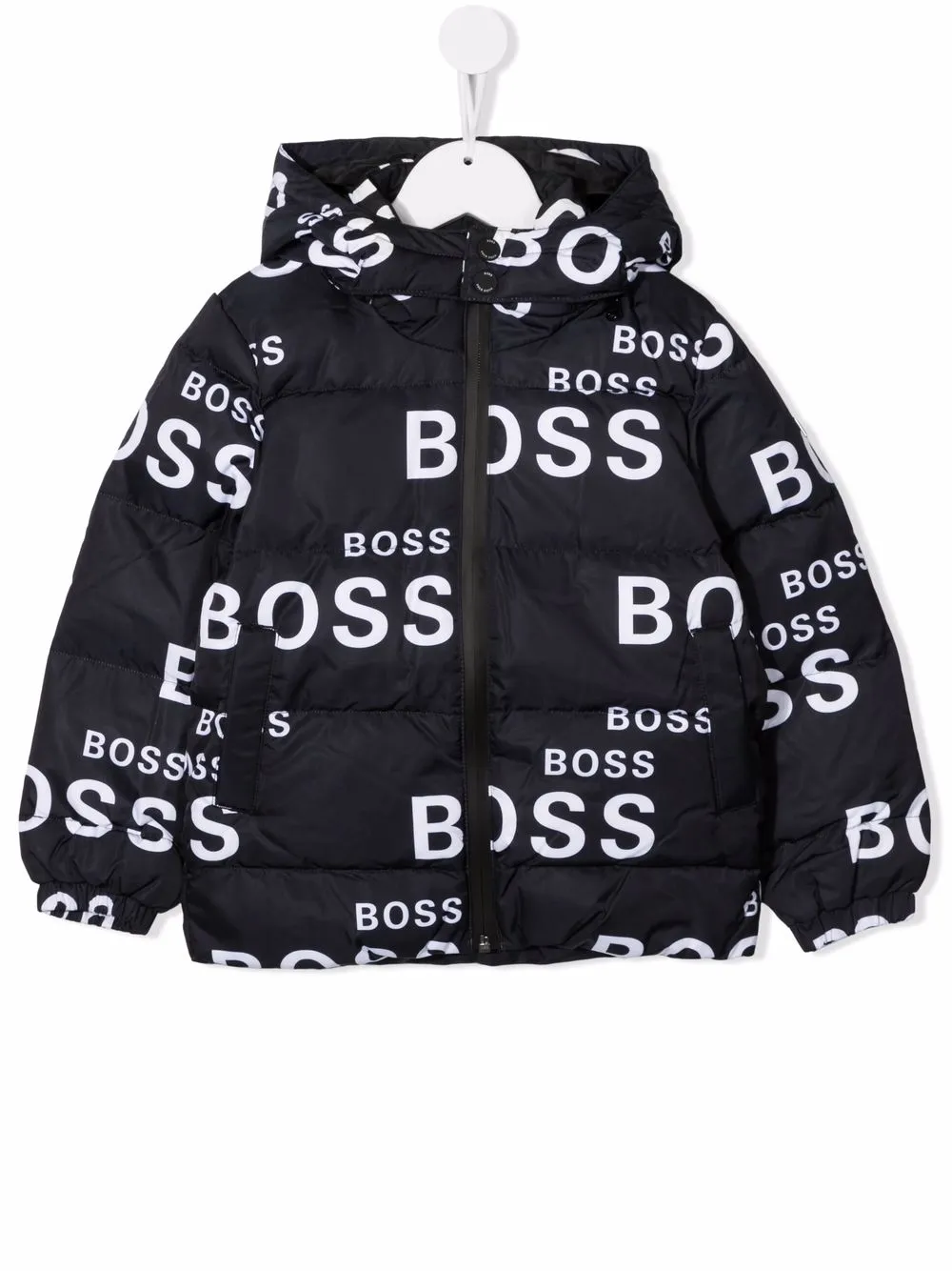 

Пуховик с логотипом BOSS Kidswear, черный